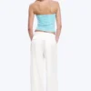 Pantalones de satén de cintura alta y pierna ancha – Blanco Pantalones de satén de cintura alta y pierna ancha – Blanco