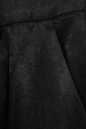 Pantalones de satén de cintura alta y pierna ancha – Negro
