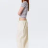 Pantalones de talle bajo con fruncidos y cordón – Blanco roto Pantalones de talle bajo con fruncidos y cordón – Blanco roto