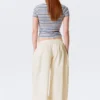 Pantalones de talle bajo con fruncidos y cordón – Blanco roto Pantalones de talle bajo con fruncidos y cordón – Blanco roto