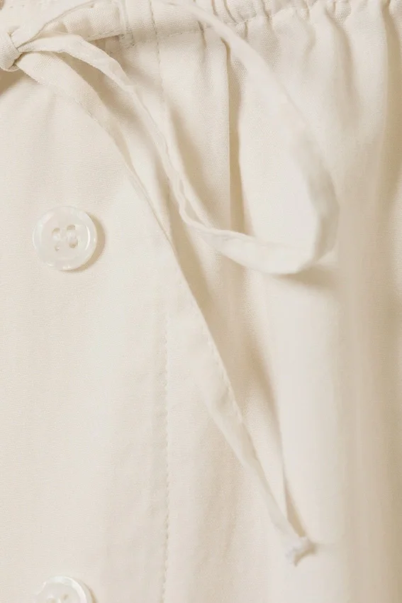 Pantalones de talle bajo con fruncidos y cordón – Blanco roto Pantalones de talle bajo con fruncidos y cordón – Blanco roto