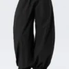 Pantalones de talle bajo con fruncidos y cordón – Negro Pantalones de talle bajo con fruncidos y cordón – Negro