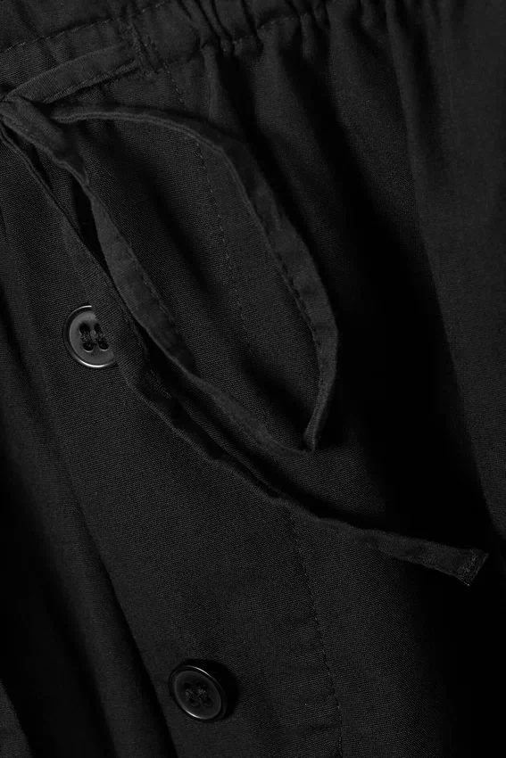 Pantalones de talle bajo con fruncidos y cordón – Negro Pantalones de talle bajo con fruncidos y cordón – Negro