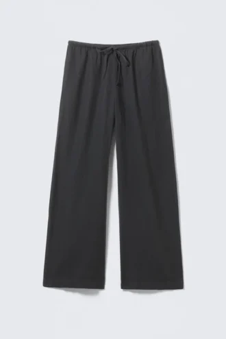 Pantalones de talle bajo de mezcla de lino – Gris oscuro
