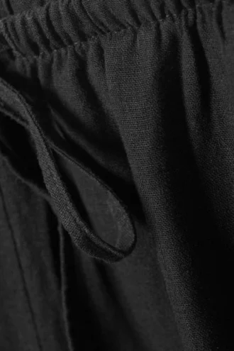 Pantalones de talle bajo de mezcla de lino – Gris oscuro
