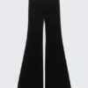 Pantalones de terciopelo de malla acampanados de talle bajo – Negro Pantalones de terciopelo de malla acampanados de talle bajo – Negro