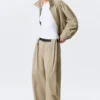 Pantalones de tiro bajo y pierna ancha con pliegues – Beige Pantalones de tiro bajo y pierna ancha con pliegues – Beige