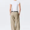 Pantalones de tiro bajo y pierna ancha con pliegues – Beige Pantalones de tiro bajo y pierna ancha con pliegues – Beige