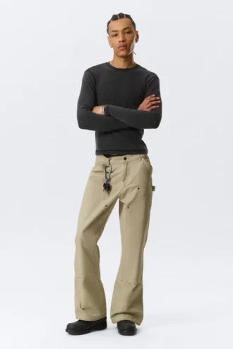 Pantalones de trabajo acampanados Gia F – Beige lavado Pantalones de trabajo acampanados Gia F – Beige lavado
