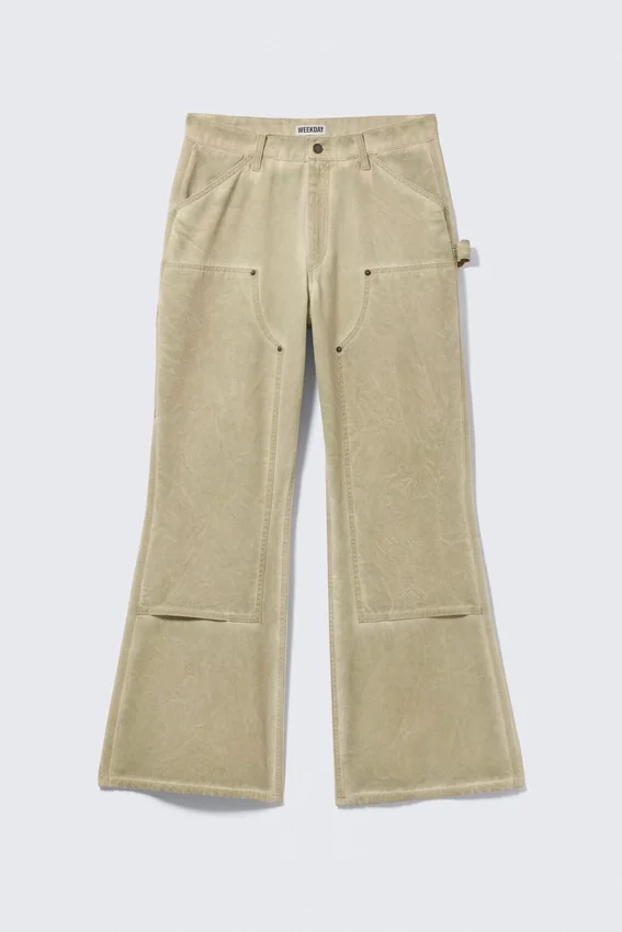 Pantalones de trabajo acampanados Gia F – Beige lavado Pantalones de trabajo acampanados Gia F – Beige lavado