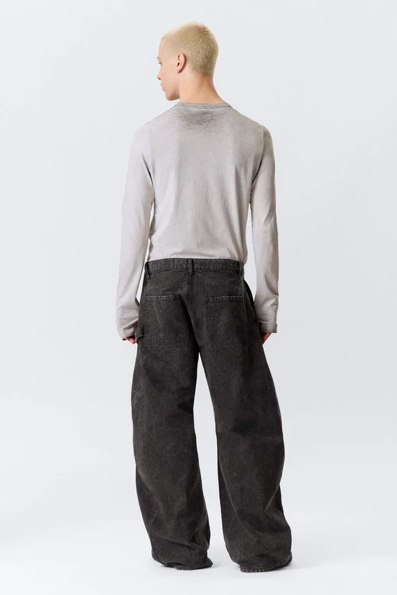 Pantalones de trabajo de corte ancho – Negro lavado Pantalones de trabajo de corte ancho – Negro lavado
