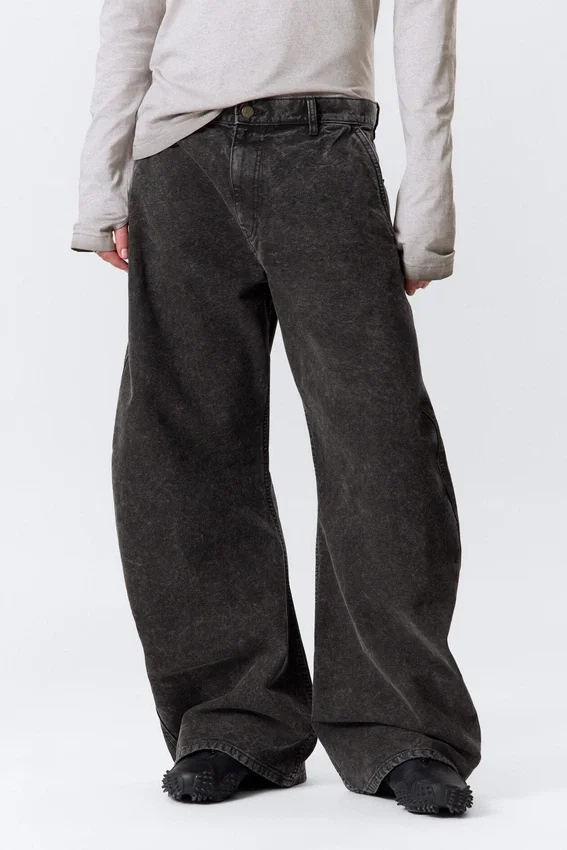 Pantalones de trabajo de corte ancho – Negro lavado Pantalones de trabajo de corte ancho – Negro lavado