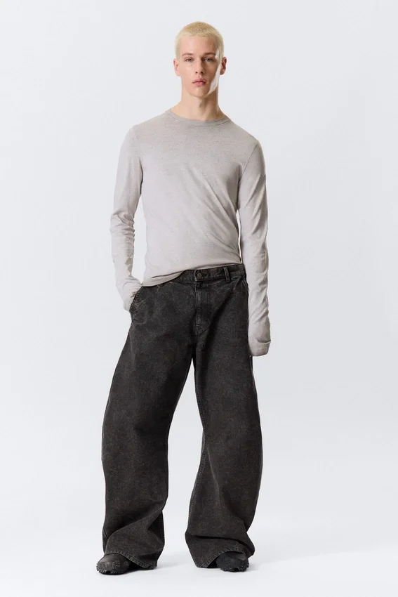 Pantalones de trabajo de corte ancho – Negro lavado Pantalones de trabajo de corte ancho – Negro lavado