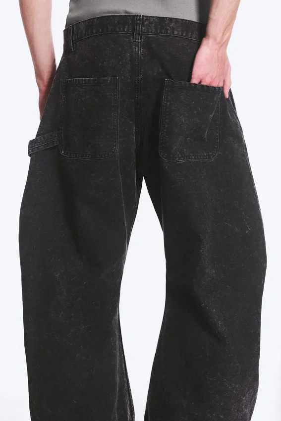 Pantalones de trabajo de corte ancho – Negro lavado Pantalones de trabajo de corte ancho – Negro lavado