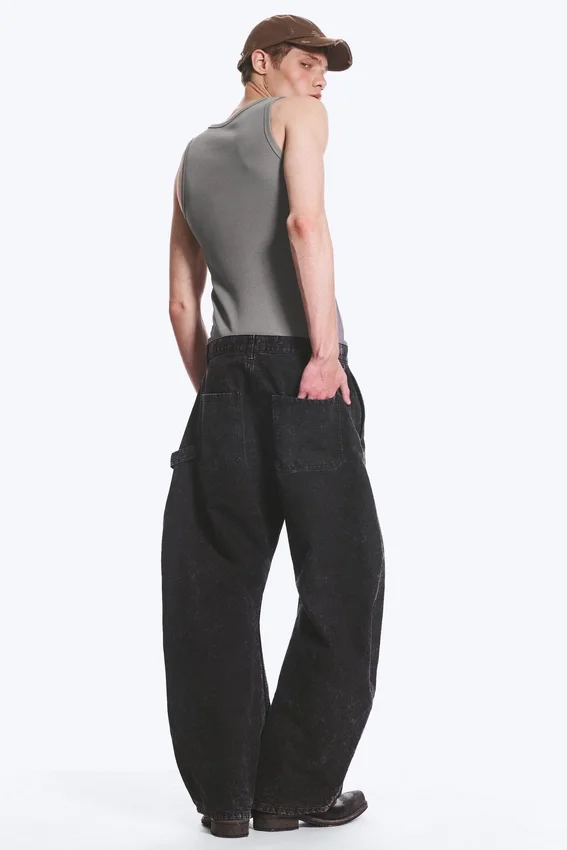 Pantalones de trabajo de corte ancho – Negro lavado Pantalones de trabajo de corte ancho – Negro lavado