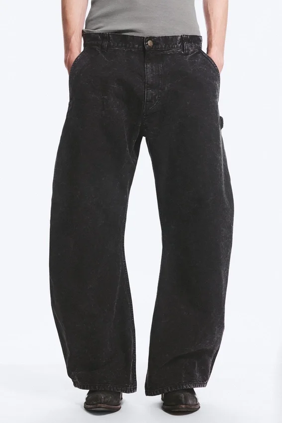Pantalones de trabajo de corte ancho – Negro lavado Pantalones de trabajo de corte ancho – Negro lavado