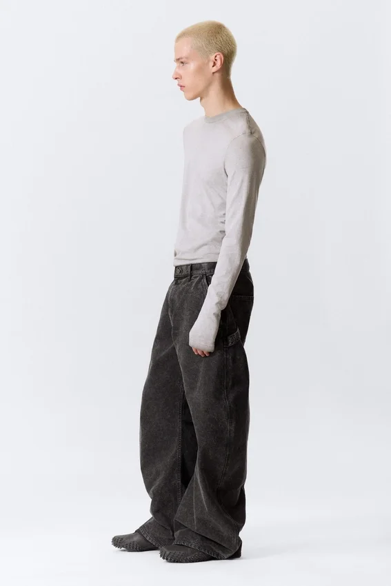 Pantalones de trabajo de corte ancho – Negro lavado Pantalones de trabajo de corte ancho – Negro lavado