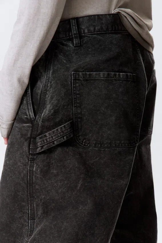 Pantalones de trabajo de corte ancho – Negro lavado Pantalones de trabajo de corte ancho – Negro lavado