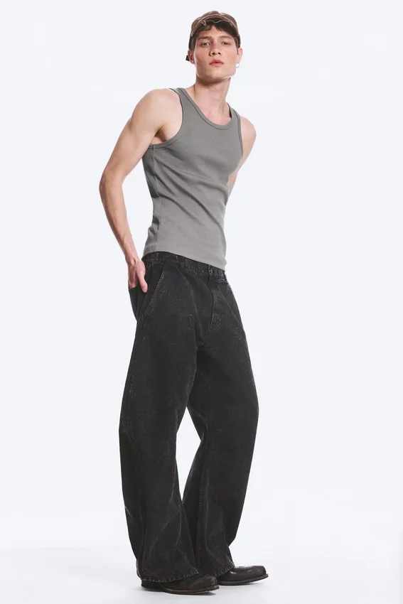 Pantalones de trabajo de corte ancho – Negro lavado Pantalones de trabajo de corte ancho – Negro lavado