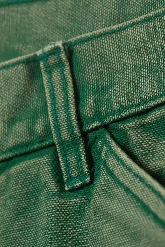 Pantalones de trabajo de talle bajo y corte holgado – Verde lavado Pantalones de trabajo de talle bajo y corte holgado – Verde lavado
