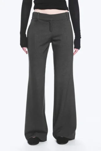 Pantalones de traje acampanados de talle bajo – Gris oscuro jaspeado