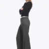 Pantalones de traje acampanados de talle bajo – Gris oscuro jaspeado Pantalones de traje acampanados de talle bajo – Gris oscuro jaspeado