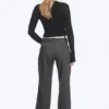 Pantalones de traje acampanados de talle bajo – Gris oscuro jaspeado Pantalones de traje acampanados de talle bajo – Gris oscuro jaspeado
