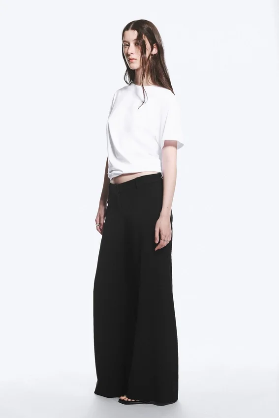 Pantalones de traje acampanados de talle bajo – Negro Pantalones de traje acampanados de talle bajo – Negro