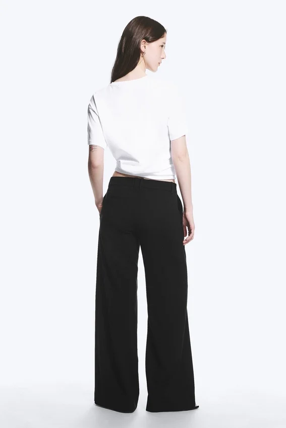 Pantalones de traje acampanados de talle bajo – Negro Pantalones de traje acampanados de talle bajo – Negro
