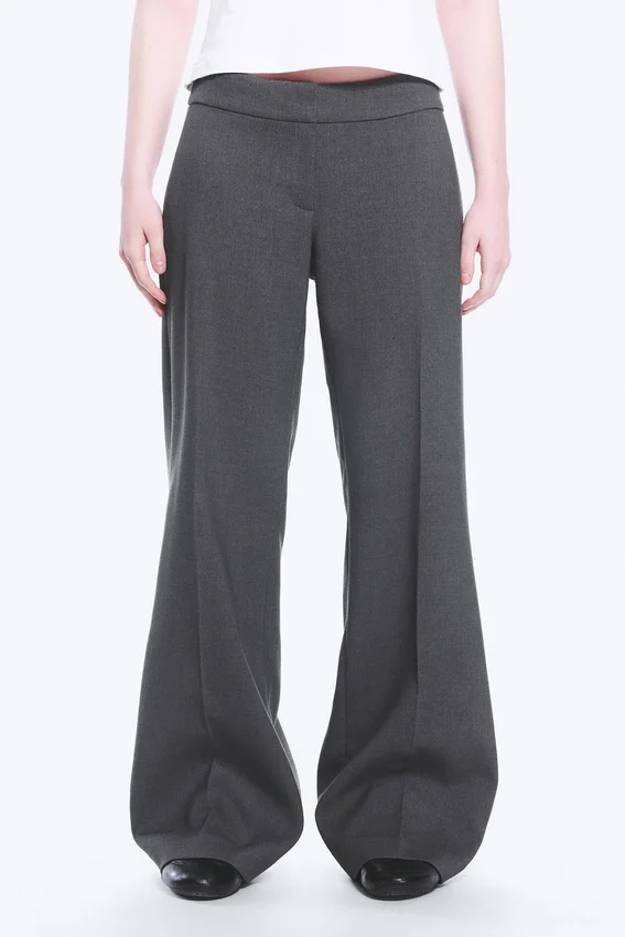 Pantalones de traje acampanados de talle medio – Gris oscuro jaspeado Pantalones de traje acampanados de talle medio – Gris oscuro jaspeado