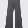 Pantalones de traje acampanados de talle medio – Gris oscuro jaspeado Pantalones de traje acampanados de talle medio – Gris oscuro jaspeado