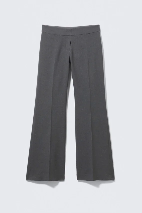 Pantalones de traje acampanados de talle medio – Gris oscuro jaspeado Pantalones de traje acampanados de talle medio – Gris oscuro jaspeado