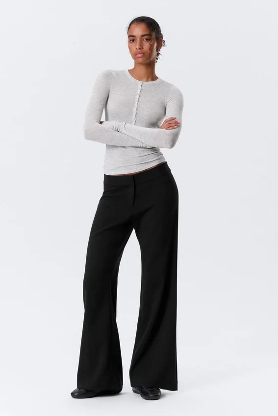 Pantalones de traje acampanados de talle medio – Negro Pantalones de traje acampanados de talle medio – Negro