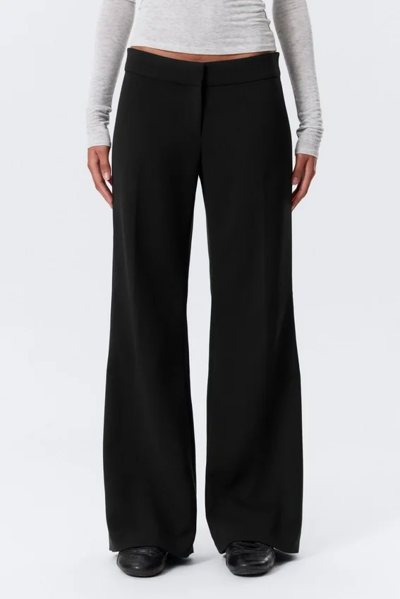 Pantalones de traje acampanados de talle medio – Negro Pantalones de traje acampanados de talle medio – Negro