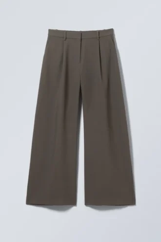 Pantalones de traje anchos de cintura baja – Dark Mole