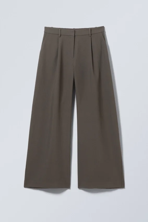 Pantalones de traje anchos de cintura baja – Dark Mole Pantalones de traje anchos de cintura baja – Dark Mole