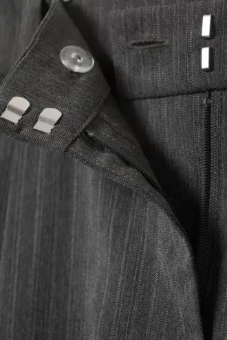 Pantalones de traje anchos de cintura baja – Gris jaspeado a rayas