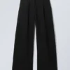 Pantalones de traje anchos de cintura baja – Negro Pantalones de traje anchos de cintura baja – Negro