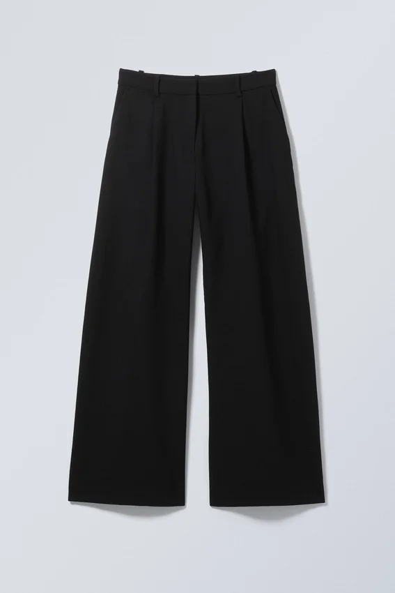 Pantalones de traje anchos de cintura baja – Negro Pantalones de traje anchos de cintura baja – Negro