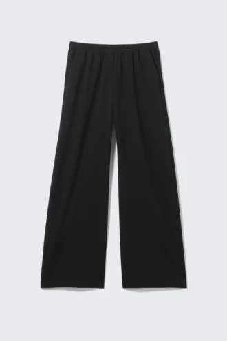 Pantalones de traje anchos sin cremallera – Negro