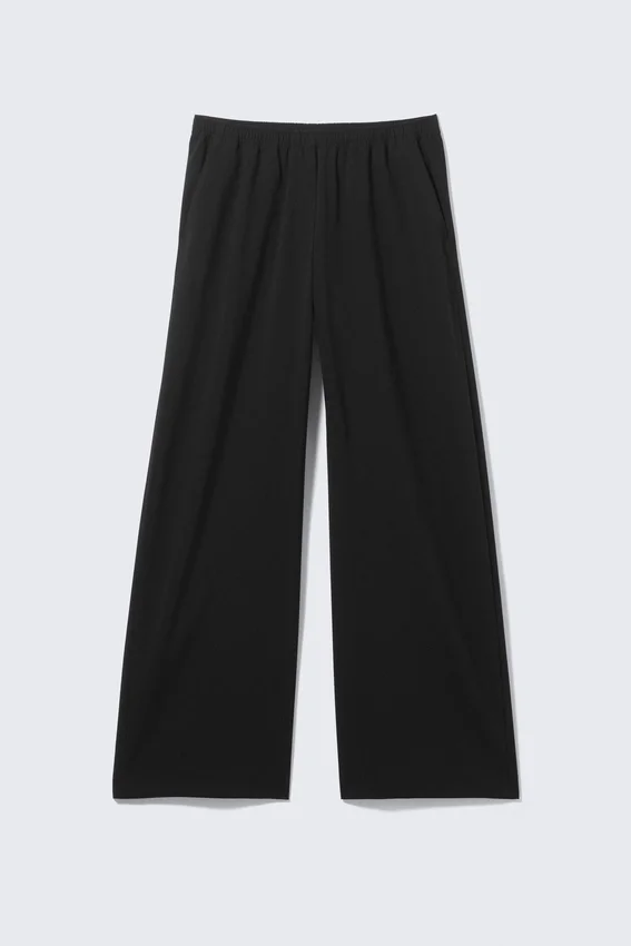 Pantalones de traje anchos sin cremallera – Negro Pantalones de traje anchos sin cremallera – Negro