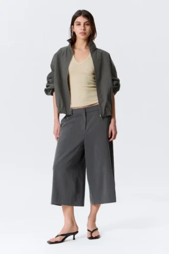 Pantalones de traje capri Hanne H – Gris oscuro jaspeado