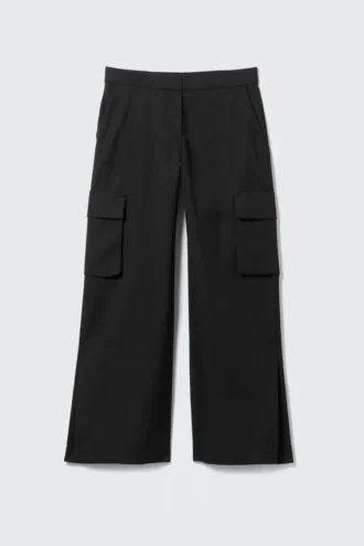 Pantalones de traje cargo de talle bajo – Negro