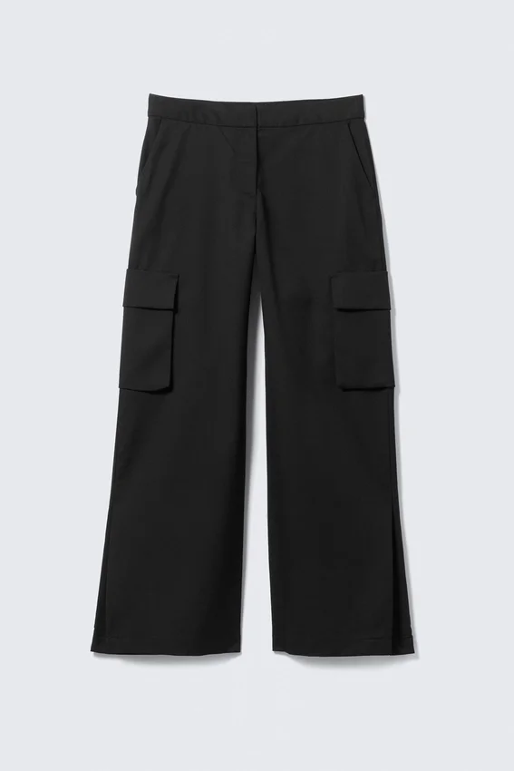 Pantalones de traje cargo de talle bajo – Negro Pantalones de traje cargo de talle bajo – Negro