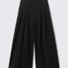 Pantalones de traje con pliegues extraanchos – Negro