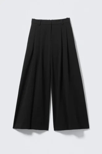 Pantalones de traje con pliegues extraanchos – Negro