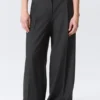 Pantalones de traje de cintura alta y pierna ancha – Gris oscuro jaspeado Pantalones de traje de cintura alta y pierna ancha – Gris oscuro jaspeado