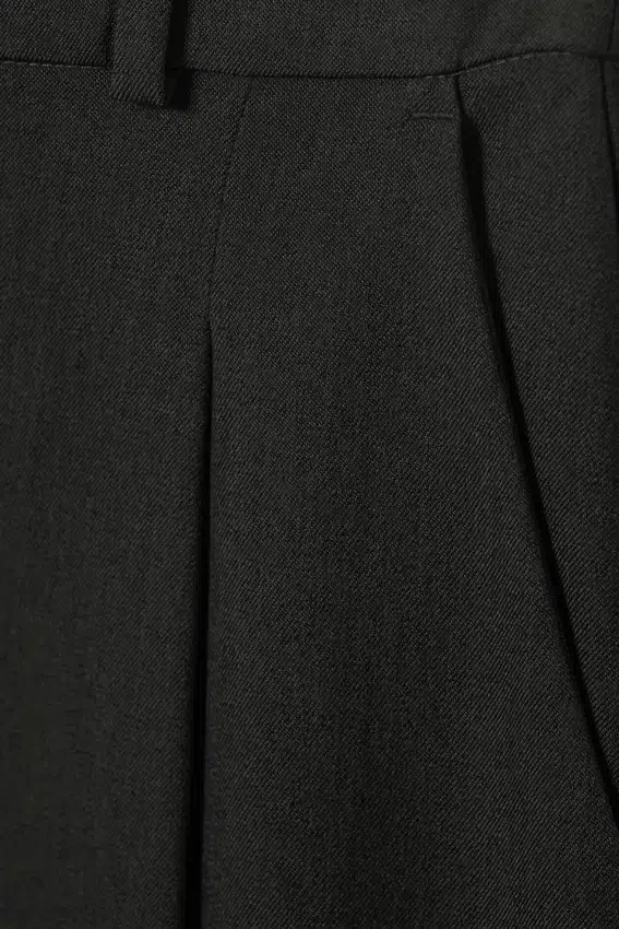 Pantalones de traje de cintura alta y pierna ancha – Gris oscuro jaspeado Pantalones de traje de cintura alta y pierna ancha – Gris oscuro jaspeado