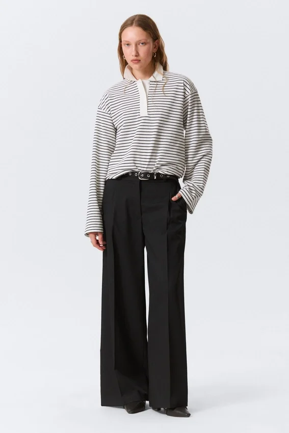 Pantalones de traje de cintura alta y pierna ancha – Negro Pantalones de traje de cintura alta y pierna ancha – Negro