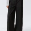 Pantalones de traje de cintura alta y pierna ancha – Negro Pantalones de traje de cintura alta y pierna ancha – Negro